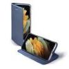 Compatibile Custodia Samsung Galaxy S21 Ultra. Satin Colore blue. linea molto sottile , Design a libro, chiusura magnetica e funzione stand orizzontale e foro anteriore in corrispondenza dell'altoparlante, per parlare a custodia chiusa. SATIN1911BL