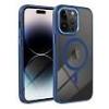  Compatibile Custodia Apple iPhone 17 Air. CEMAG Soft Touch con magnete ricarica wireless, Colore della cover: trasparente. Colore bordi blue. Materiali: PC + TPU  CEMAG2219BL