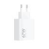 Xiaomi Caricabatterie da rete 67W HyperCharge Bianco con porta USB-A, certificato Quick Charge 3.0 e Power Delivery 3.0. Copre input 100-240 V~ 50/60 Hz, eroga 5 V 3 A (15 W) in output standard e fino a 67 W in output rapido. BHR07SKEU